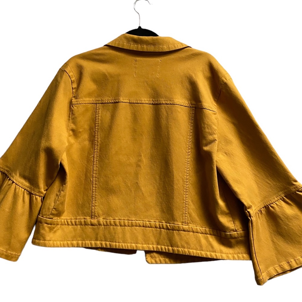 Anthropologie Mustard Yellow Bell Sleeve Cropped Jacket - Picture 3 of 14